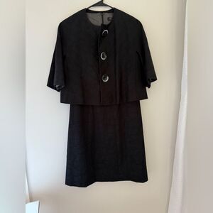 Atelier Black Two Piece Cropped Blazer and Sleeveless Dress with Pockets